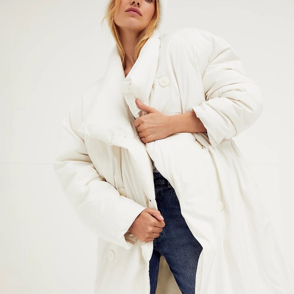 Free People Downtown Duvet Puffer Coat White Ivory M